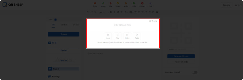 qrsheep landingpage Header content