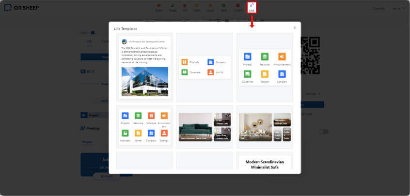 qrsheep landingpage Jump link