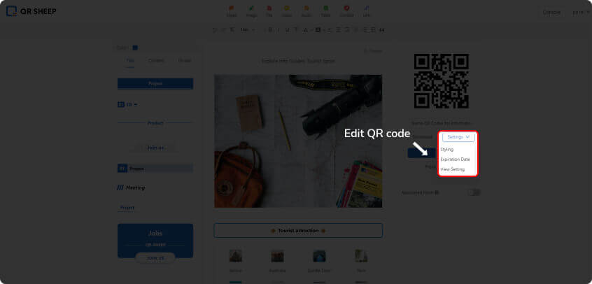 qrsheep QR code settings 1